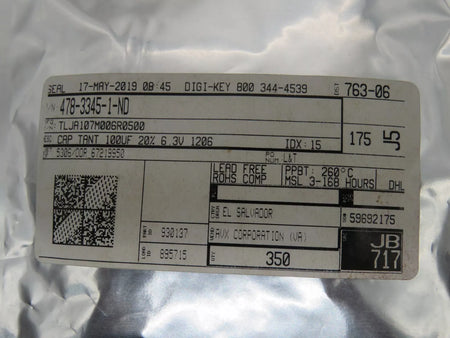 AVX Corporation SMDTLJA107M006R0500 Tantalum Solid Capacitors 100UF 6.3V 1206