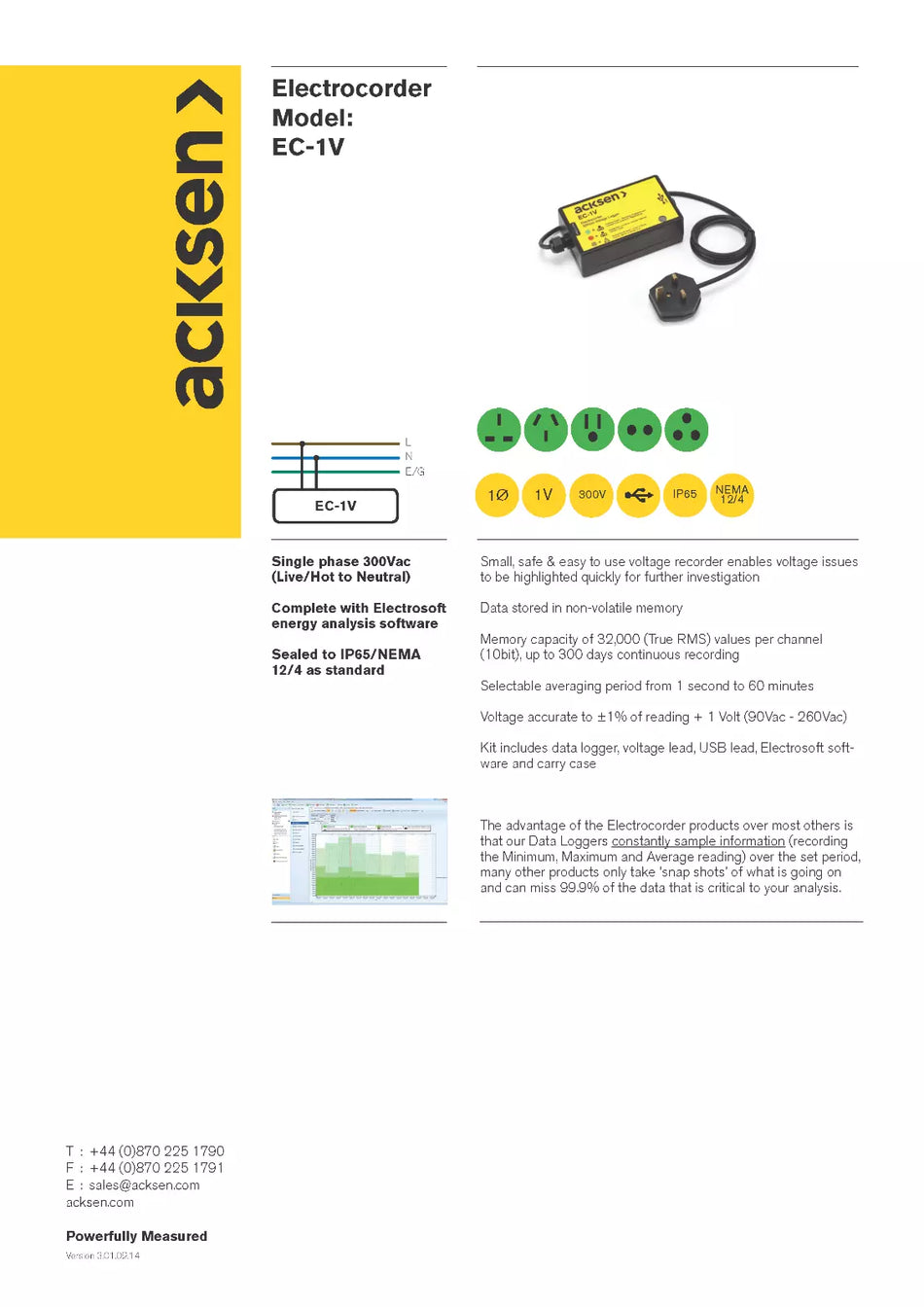 Acksen Electrocorder EC-1V Voltage Recorder