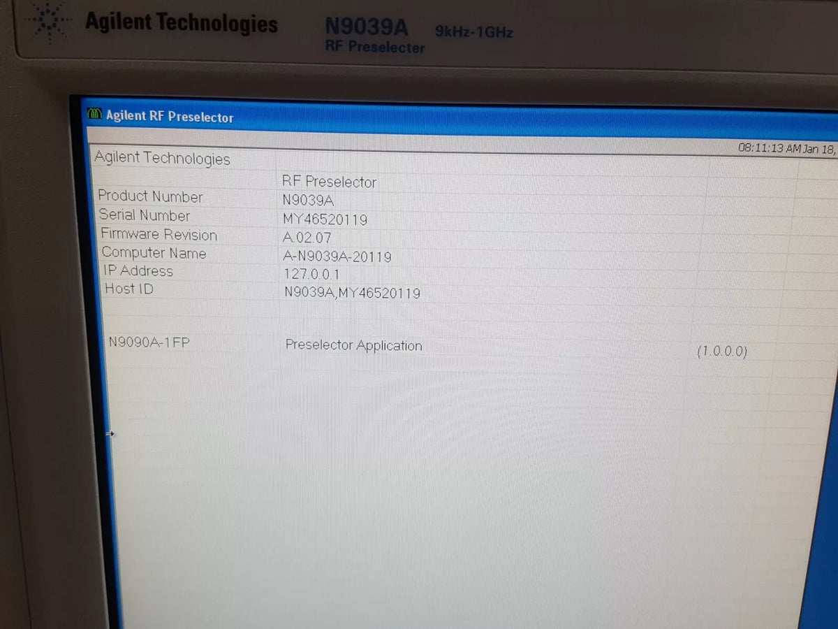 Agilent N9039A 9kHz-1GHz RF Preselector (0119)