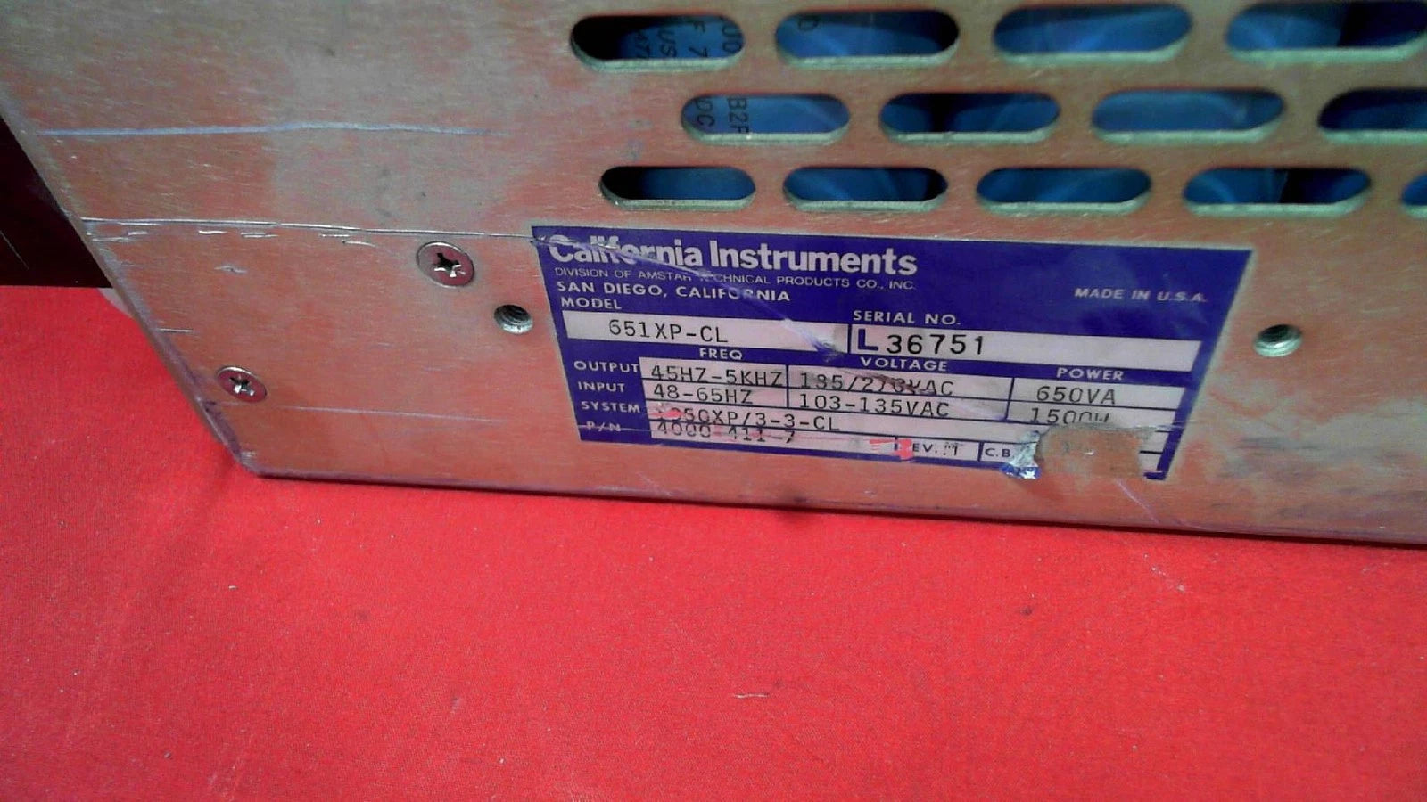 California Instruments 651XP AC Power Source, 650VA, Single Phase