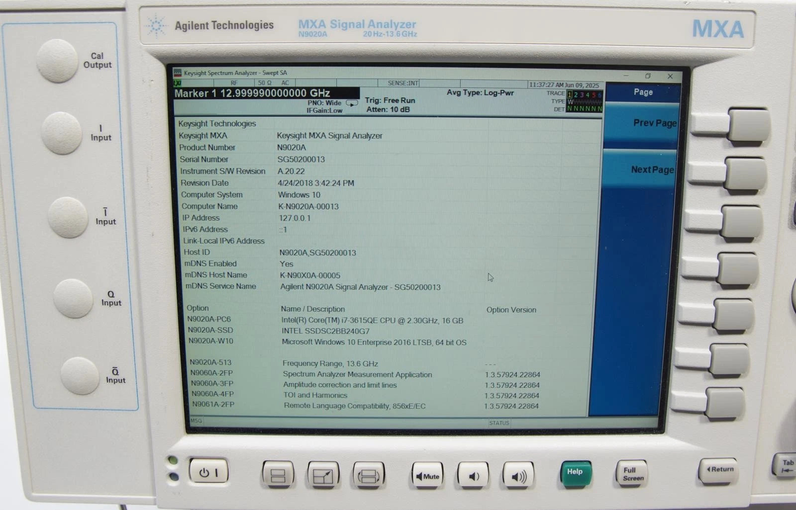 Keysight Agilent N9020A 20 Hz to 13.6 GHz MXA Signal Analyzer with Options
