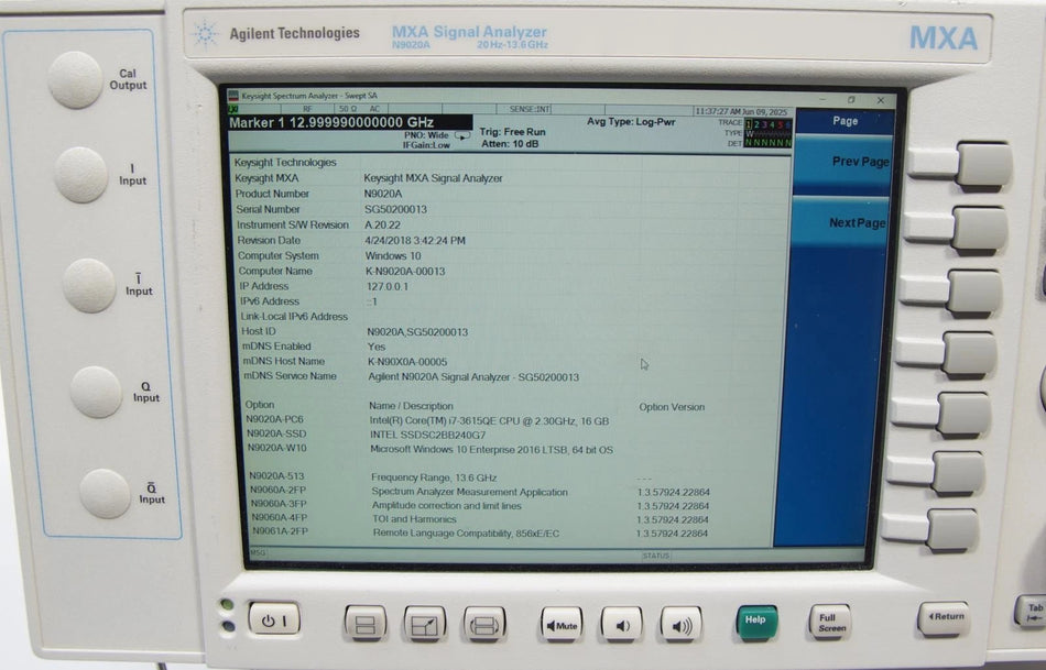 Keysight Agilent N9020A 20 Hz to 13.6 GHz MXA Signal Analyzer with Options