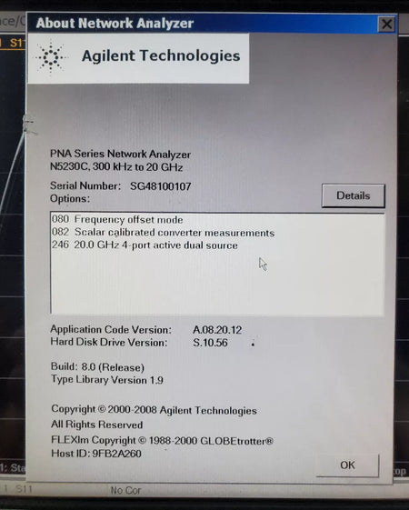 Agilent/Keysight N5230C 4 Port, 20GHz PNA-L Network Analyzer