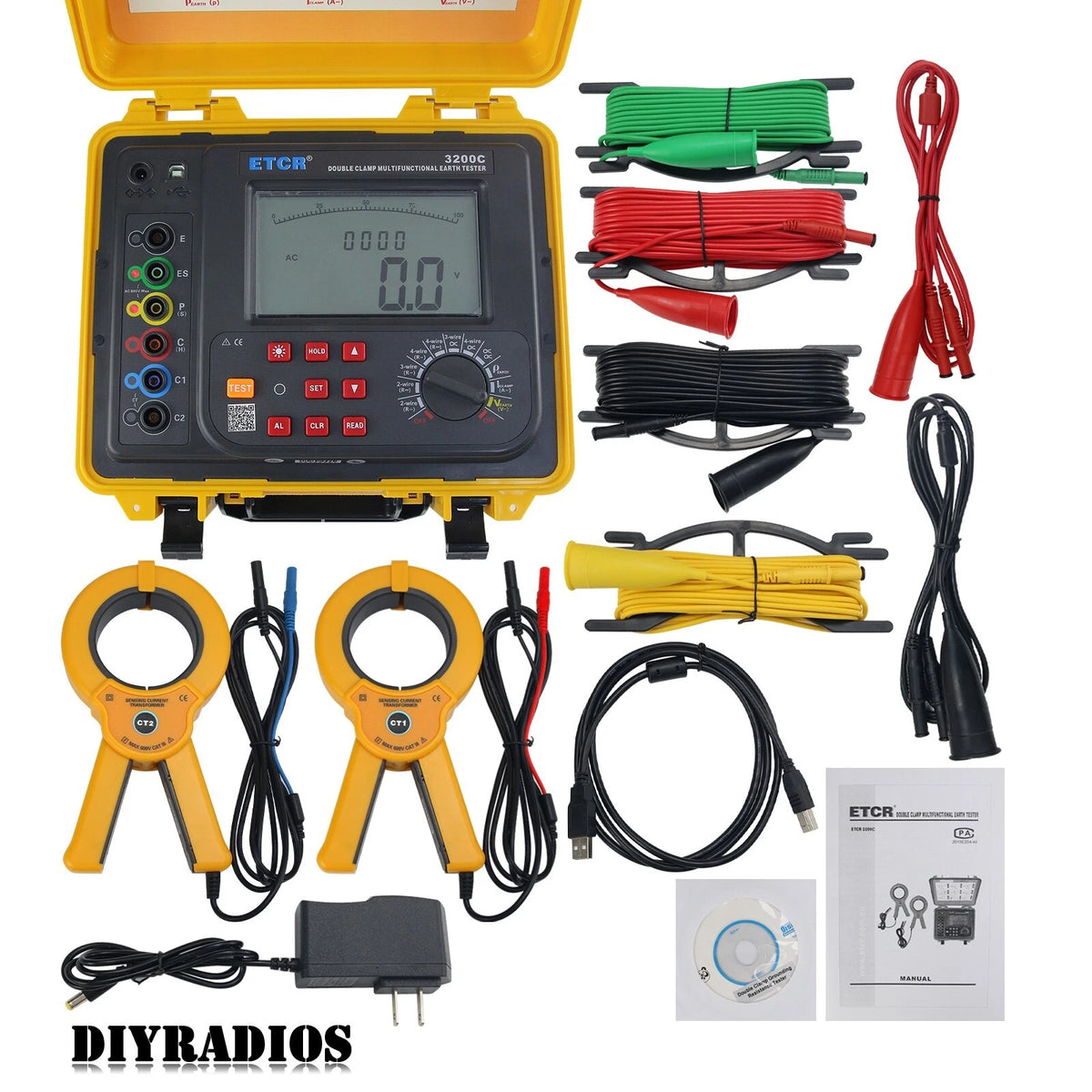 ETCR3200C 250mA 300KΩ Double-Clamp Earth Resistance Tester Multifunction Tester