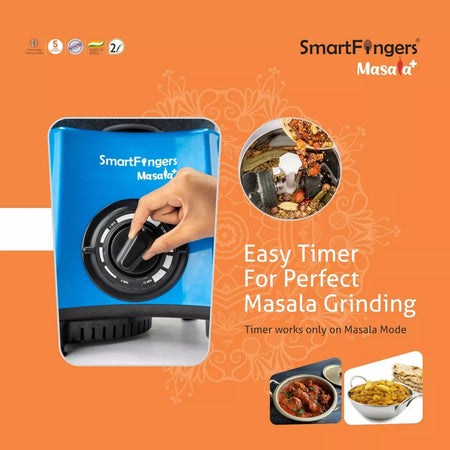 SmartFingers Masala + Table Top Masala Wet Grinder 230V 50Hz, 2 Liter, Blue