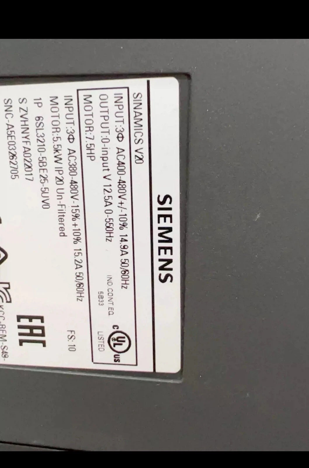 Siemens 6SL3210-5BE25-5UV0: Compact and Reliable Frequency Converter
