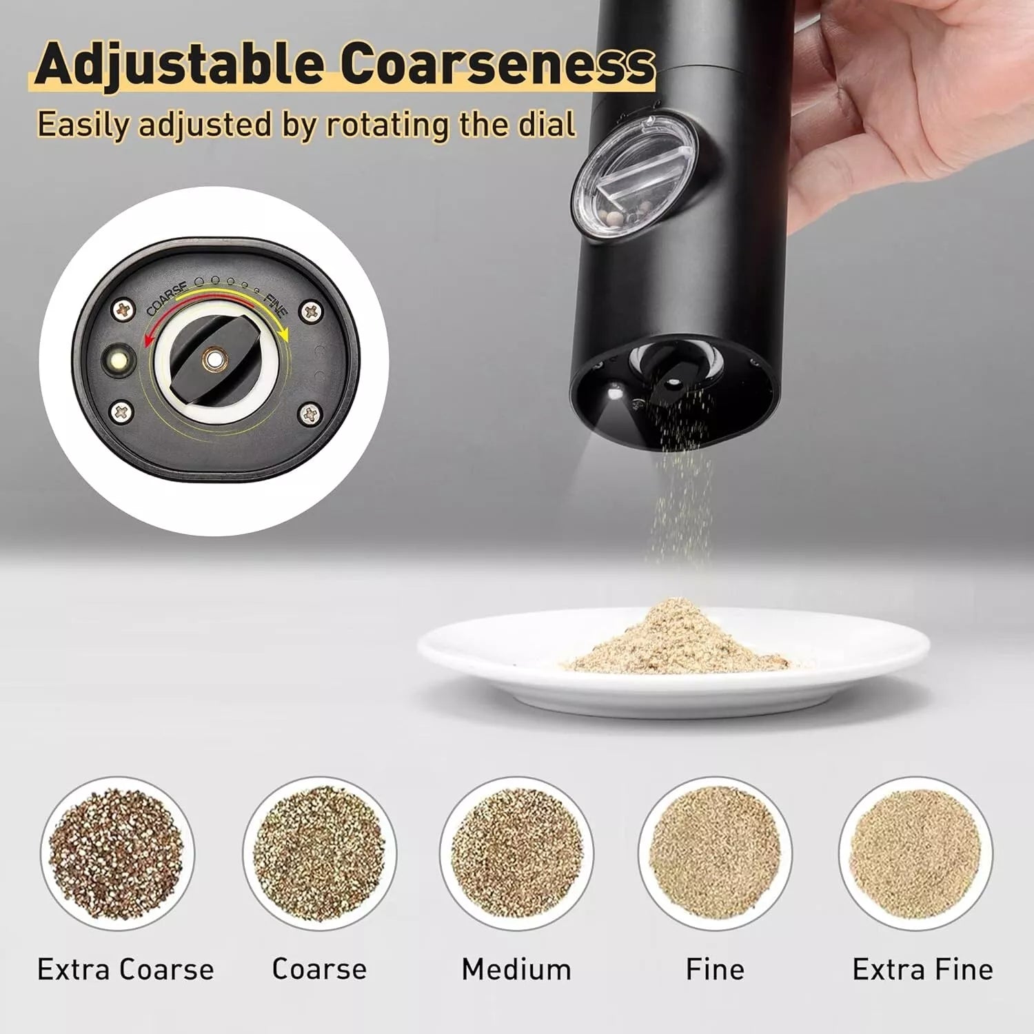 Electric Pepper Grinder & Salt Mill - Battery-Powered Automatic Ceramic Grinder