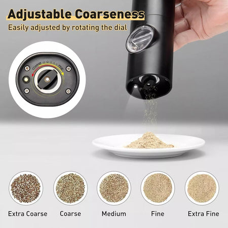 Electric Pepper Grinder & Salt Mill - Battery-Powered Automatic Ceramic Grinder