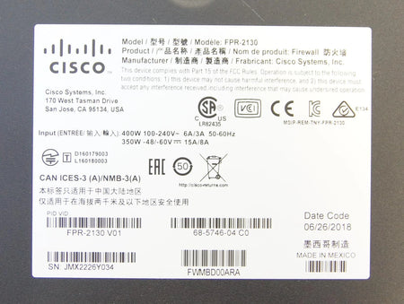 Cisco FPR 2100 Series FPR-2130 Firewall Security Appliance