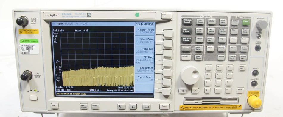 AGILENT E4440A PSA 26.5GHz Spectrum Analyzer CALIBRATED OPT 123 110 115 233 215