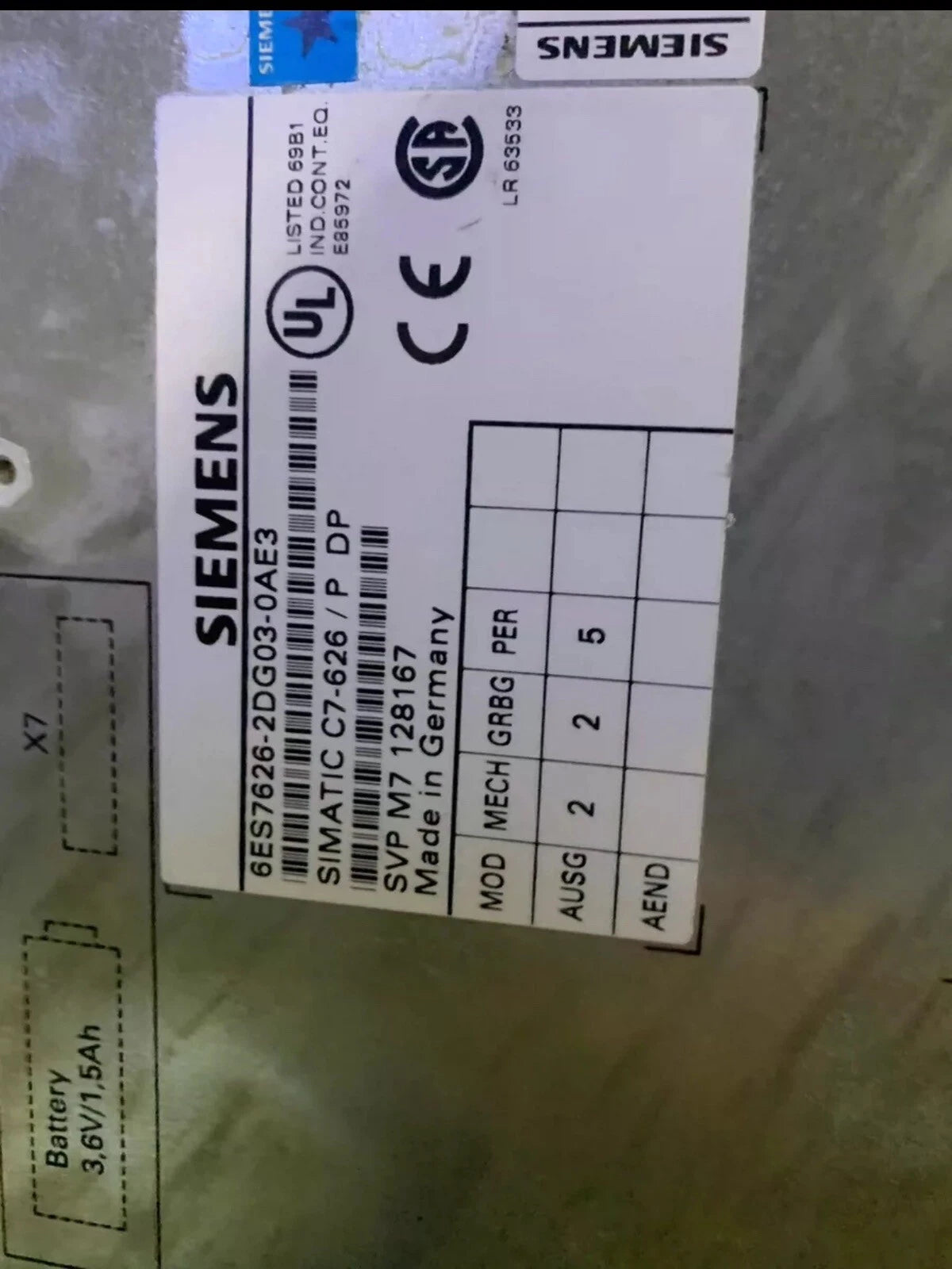 Siemens C7 626P/DP 6ES7-626-2DG03-0AE3 HMI Operator Panel