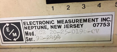 EMI SCR 20-25-0196-OV Variable DC Power Supply