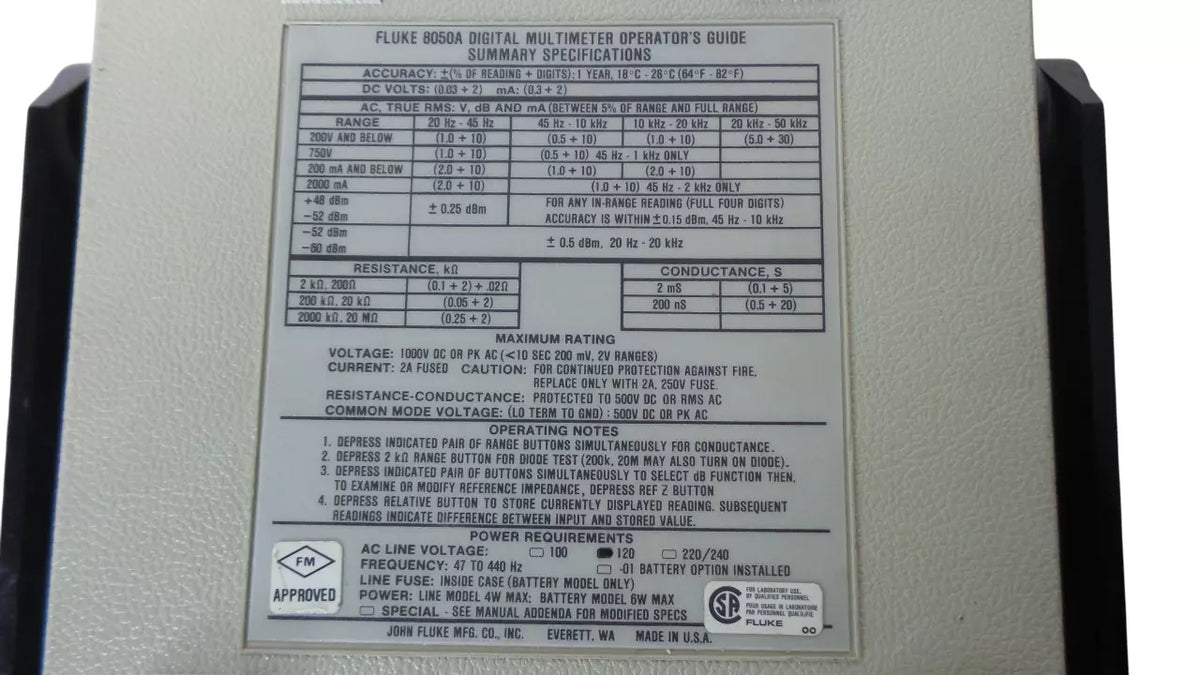 Fluke 8050A Digital Multimeter - High-Quality Multifunctional Tool