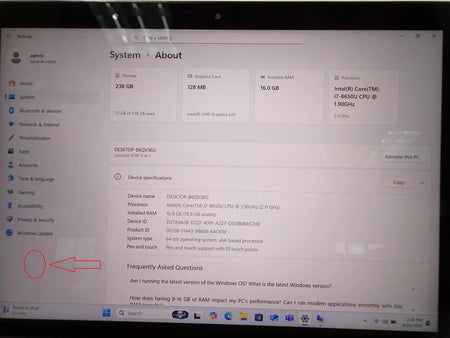Dell Latitude 5290 2-in-1 Core i7-8650U 1.90GHz 16GB 256GB Touch Win 11 Pro