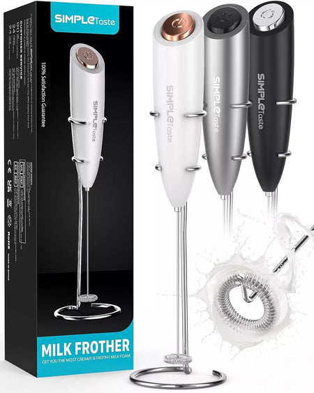 SimpleTaste Electric Milk Frother Handheld Foam Maker for Cappuccino & Coffee