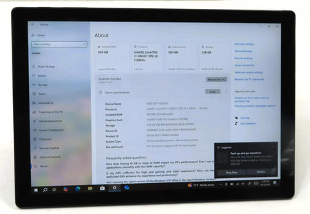 Microsoft Surface Pro 7 1866 Core i7-1065G7 1.3GHz 16GB 256GB Win10 Pro Black