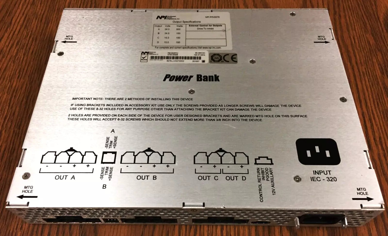 Northwest Power Integration (NPI) P/N 8276 Power Bank 90-264VAC, 10A, 47-63HZ