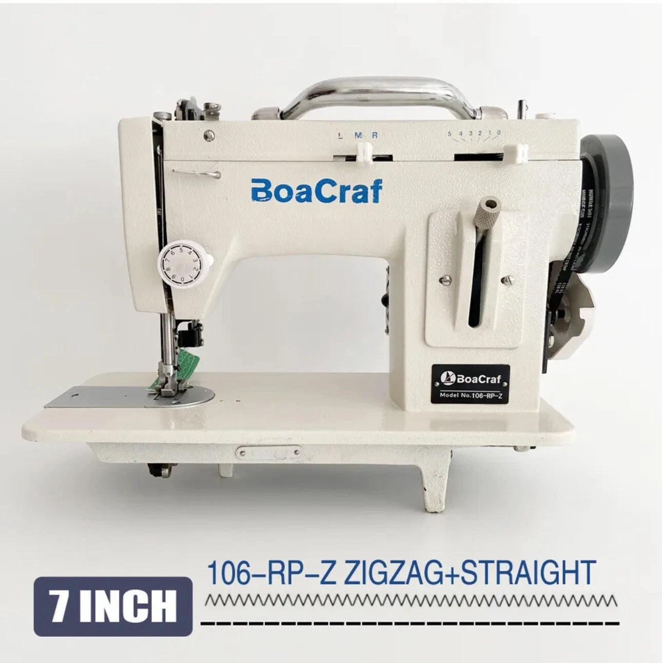 Walking Foot Zigzag Stitch 7'' Inch Arm Sewing Machine for Leather Sewing