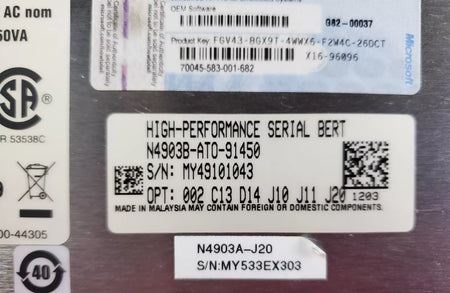 Agilent / Keysight N4903B MY49101043 Serial J-BERT, 150 Mb/s to 12.5 Gb/s Option