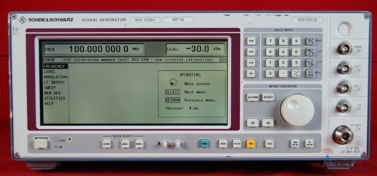 Rohde Schwarz SMT06 Signal Generator B1-B2-B4-B9 100669, 5 kHz to 6 GHz