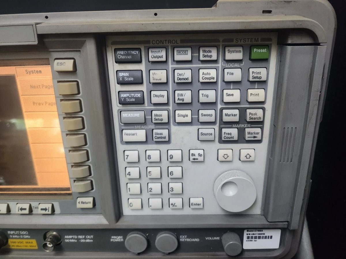 Agilent E7402A EMC Analyzer 9kHz to 3GHz with Opt 1DR, 1DS, 060, B72