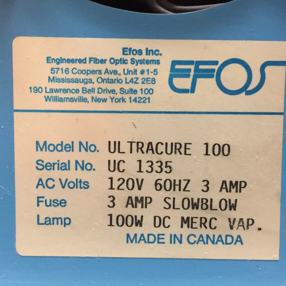 EFOS Ultracure-100 Lab UV Spot Curing System