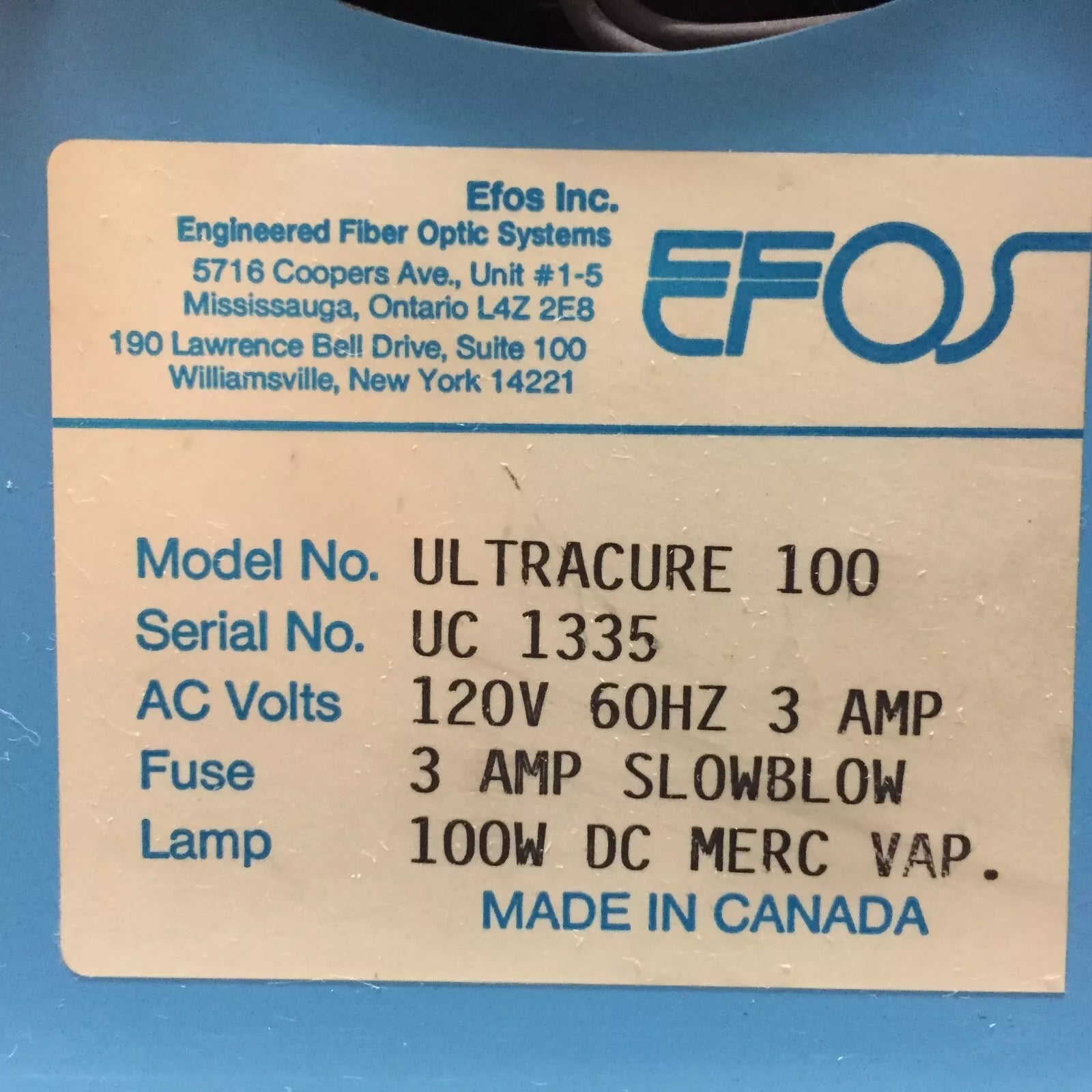 EFOS Ultracure-100 Lab UV Spot Curing System