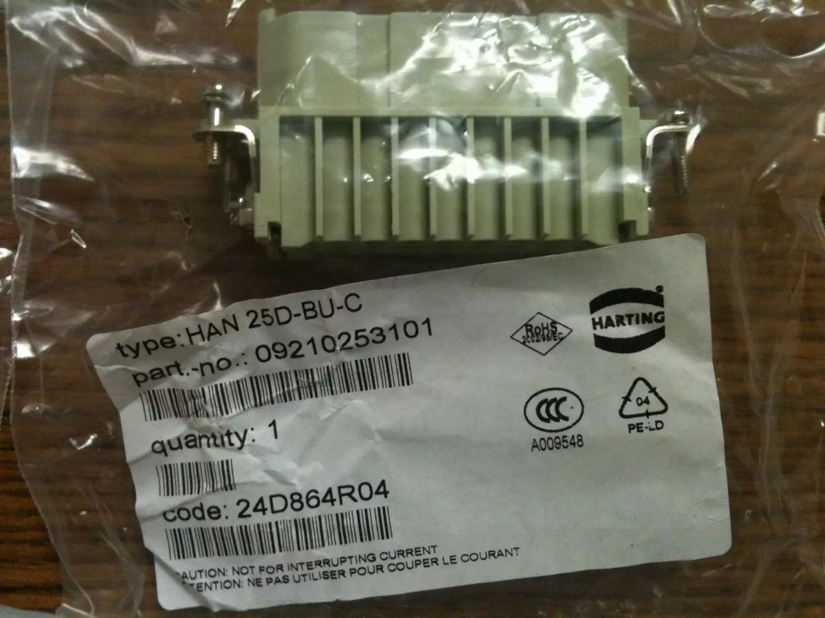 Kuka Robotics Female Connector 01-034-453, HAN 16A-GS-21, HAN 25D-BU-C