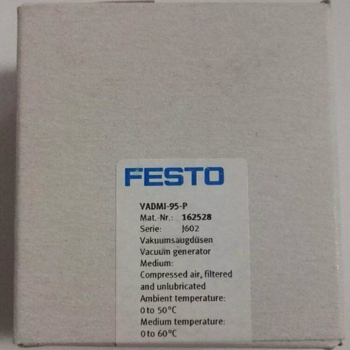 New Festo VADMI-95-P 162528 Vacuum Generator - Reliable Industrial Vacuum Solution