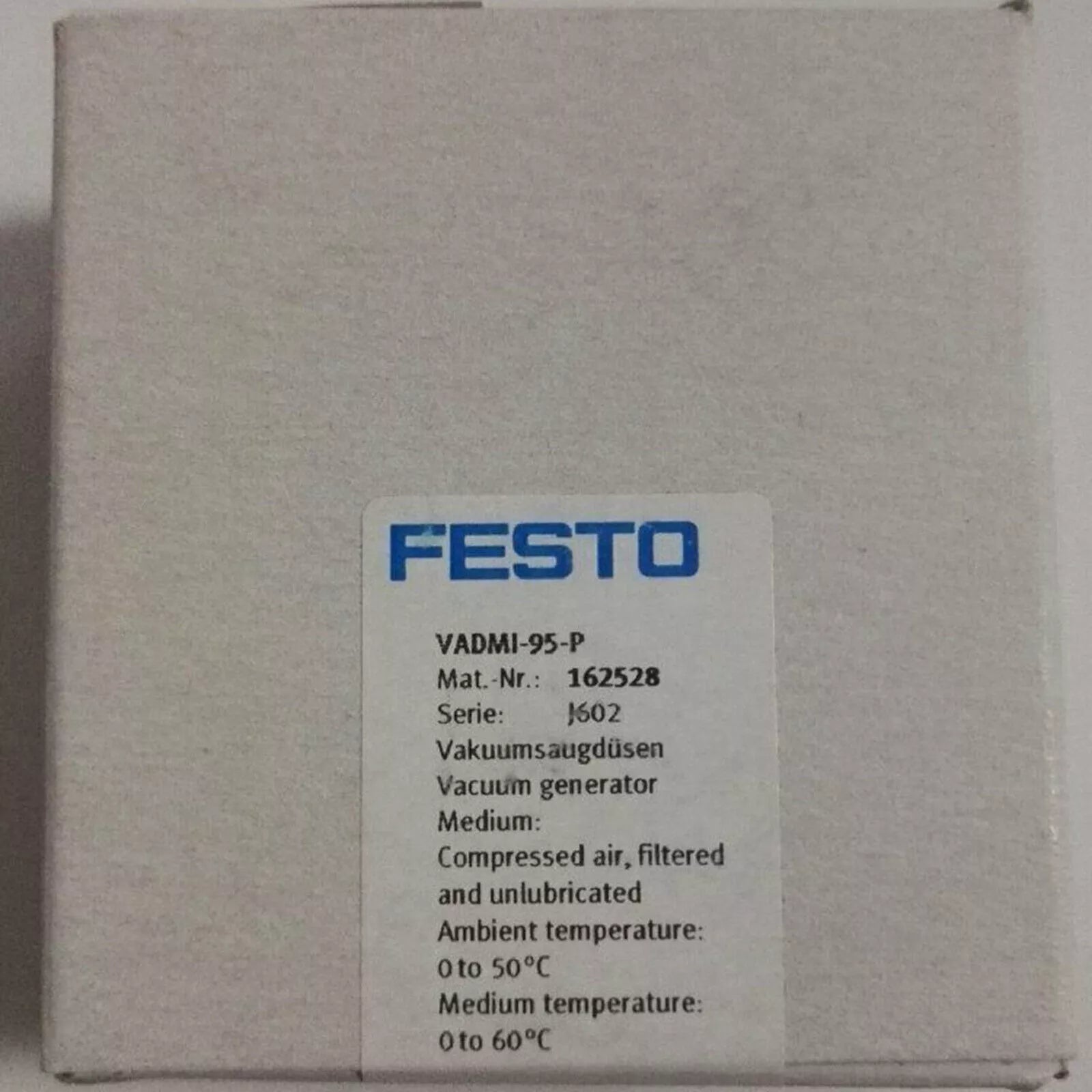 New Festo VADMI-95-P 162528 Vacuum Generator - Reliable Industrial Vacuum Solution