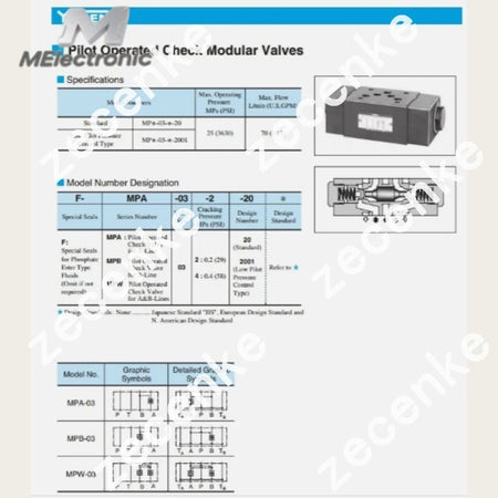 NEW ingYUKEN Pilot Operated Check Modular Valve MPA-04-10Y