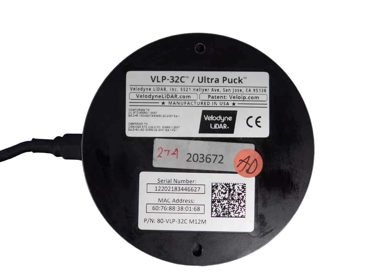 Velodyne LiDAR Ultra Puck Sensor VLP-32C VLP-32 M12M - Free shipping.
