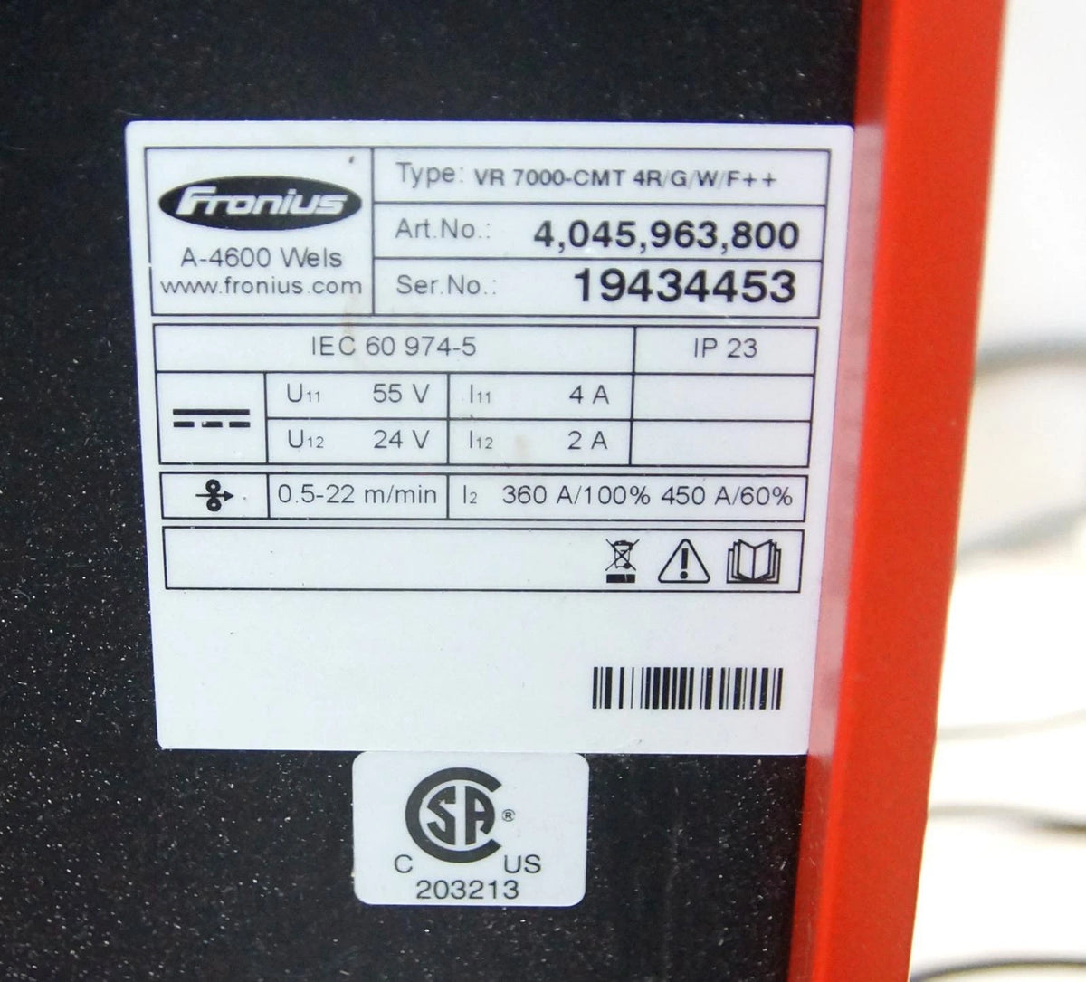 Fronius VR 7000-CMT 4R/G/W/F++ Welder with RCU 5000i Remote Control