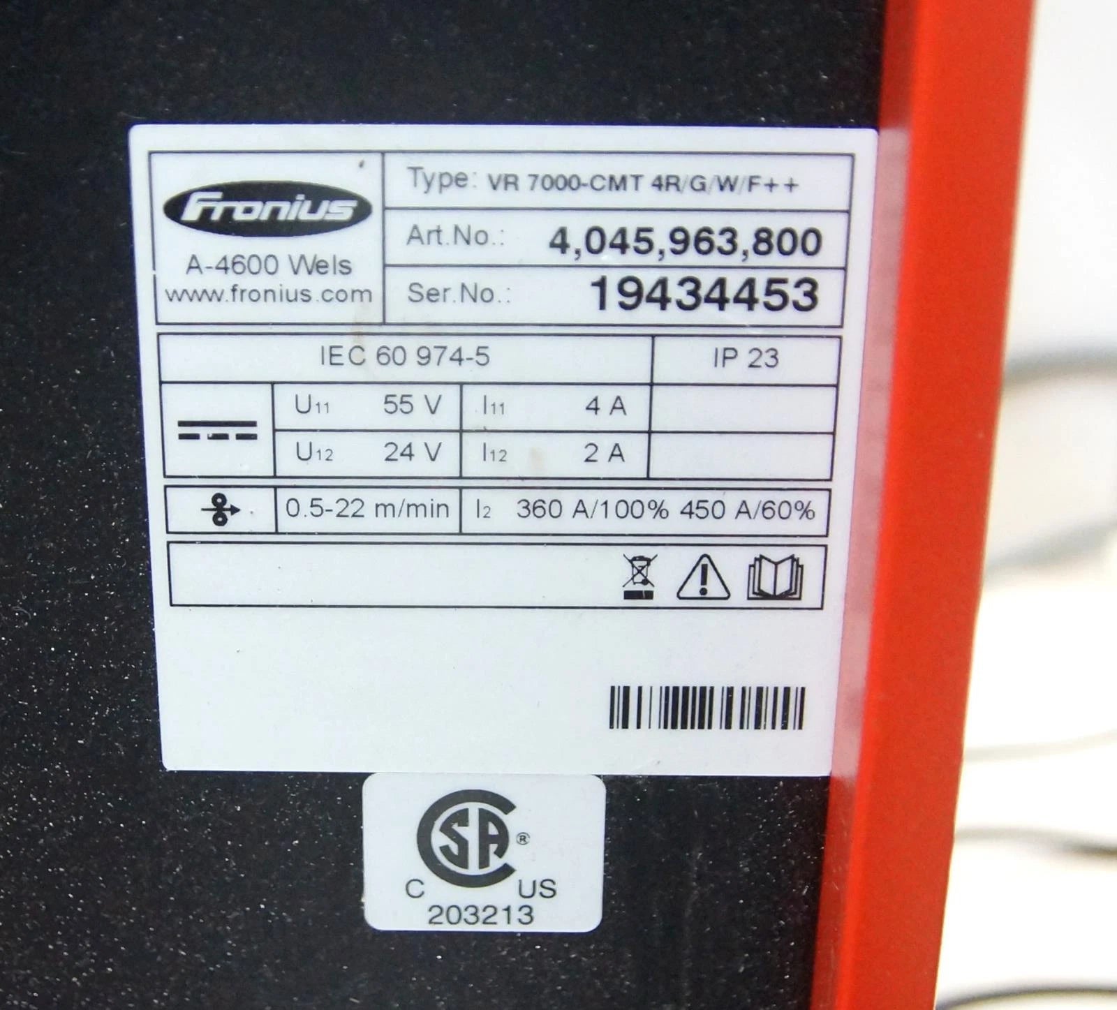 Fronius VR 7000-CMT 4R/G/W/F++ Welder with RCU 5000i Remote Control
