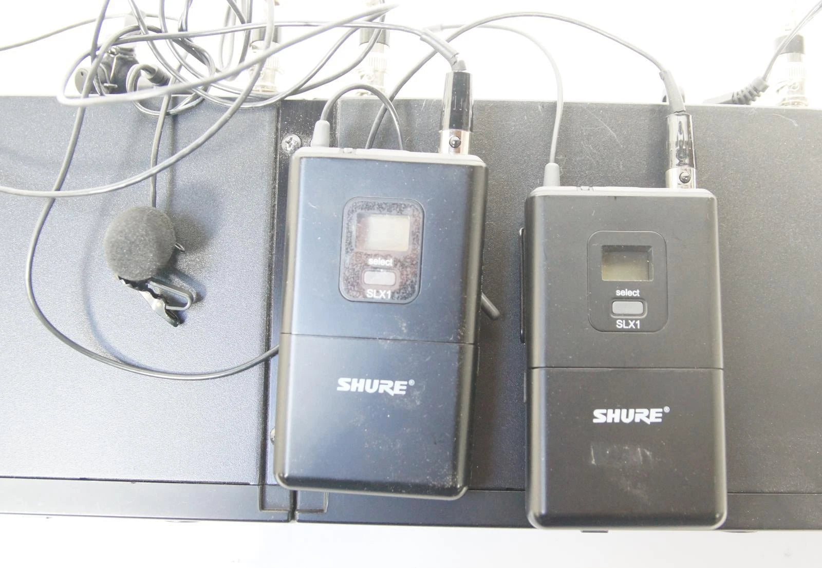 Dual Shure SLX4 Receiver & SLX1 Wireless Lavalier Microphone Systems