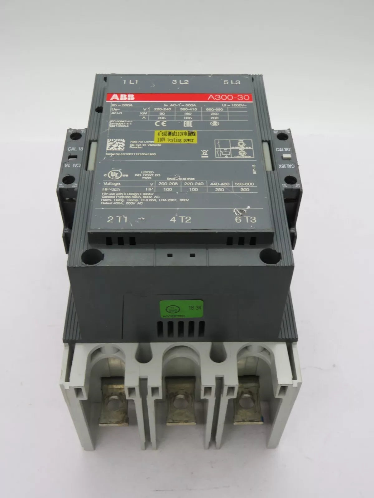 ABB A300-30 Power Contactor 230-240V Used Condition