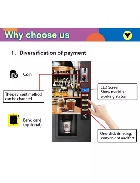 Automatic Tea Coffee Commercial Instant Coffee Machine Coin Operated