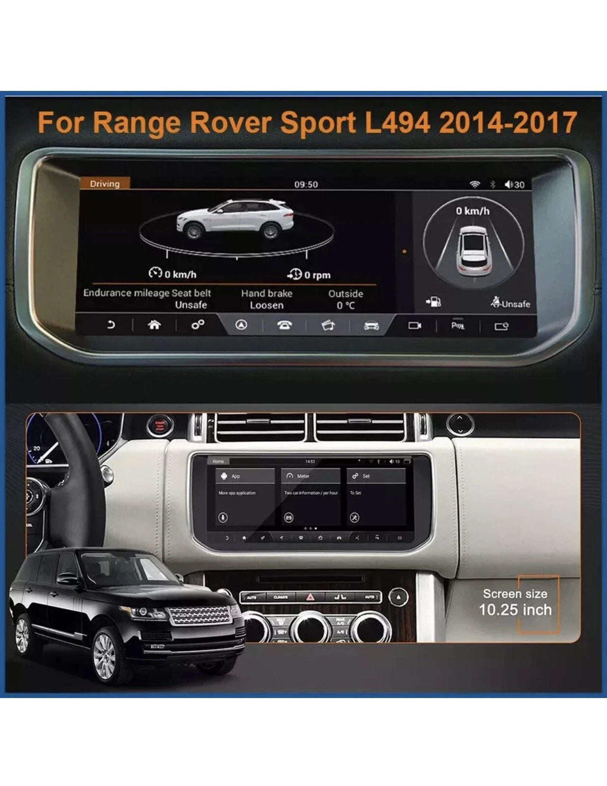 10.25" Android Car Radio Stereo For 2014-2017 Land Rover Range Rover Sport L494