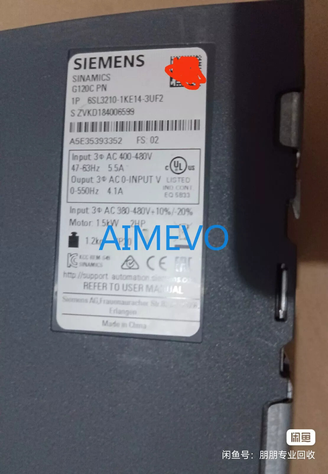 Siemens 6SL3210-1KE14-3UF2 6SL32101KE143UF2 AC Variable Frequency Drive - XG eqpt