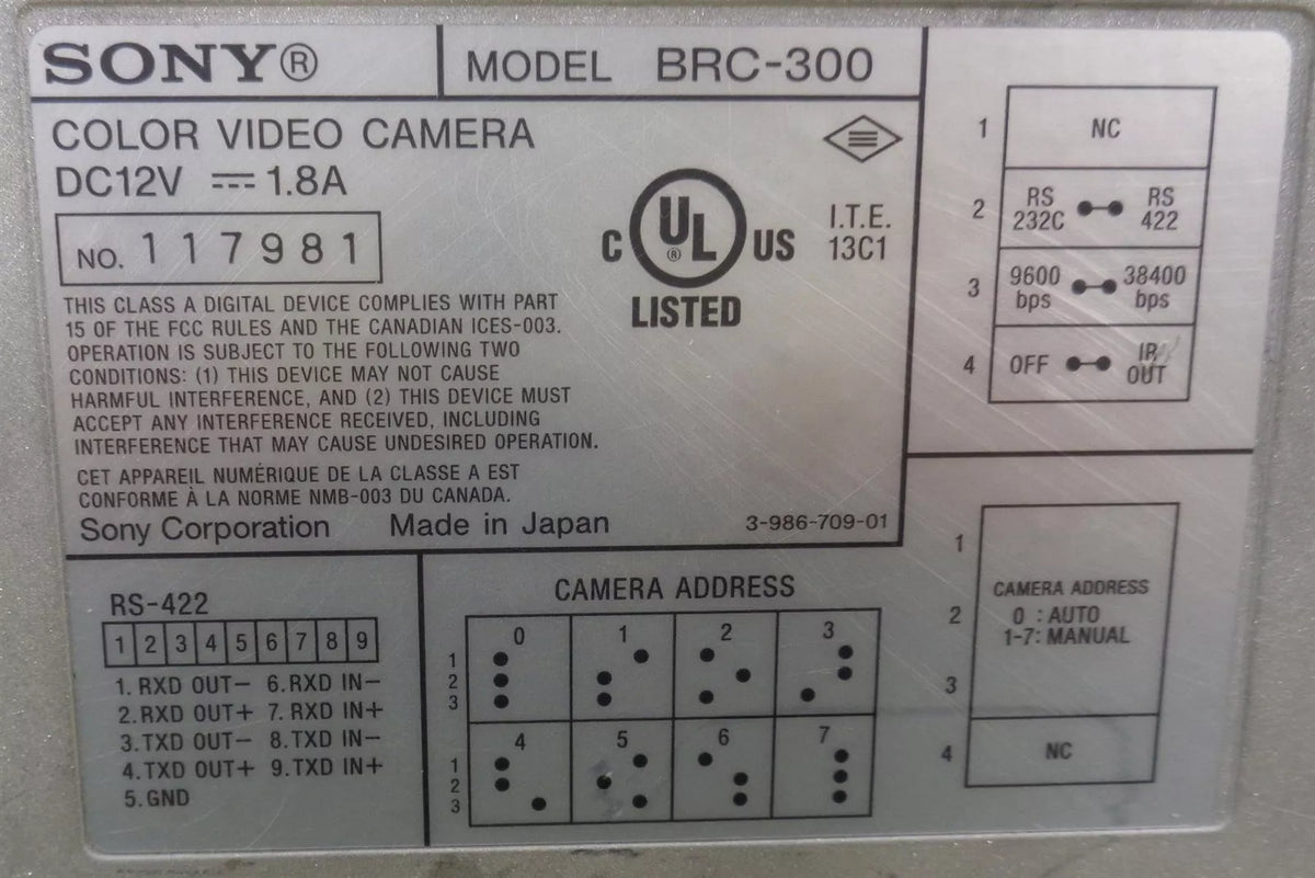 Sony BRC-300 3CCD Mega Pixel PTZ Camera