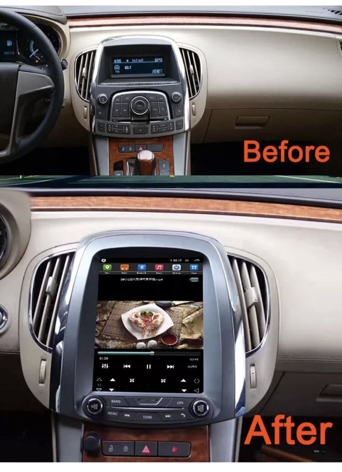 Android 14 Car Radio For Buick Lacrosse 2009-2012 Car Stereo Tesla Style 32GB BT