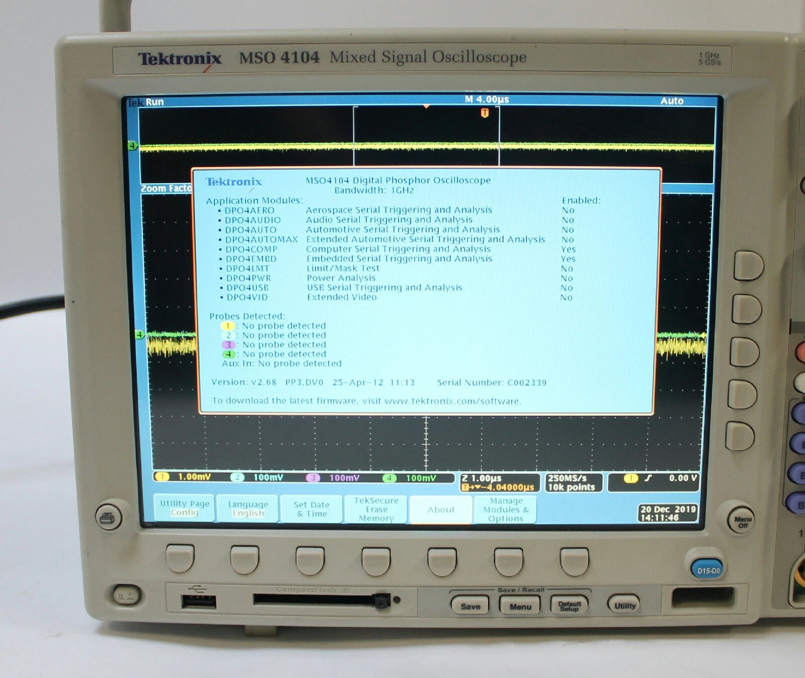 Tektronix MSO4104 1GHz  4 Channel 5GS/s Mixed Signal Oscilloscope