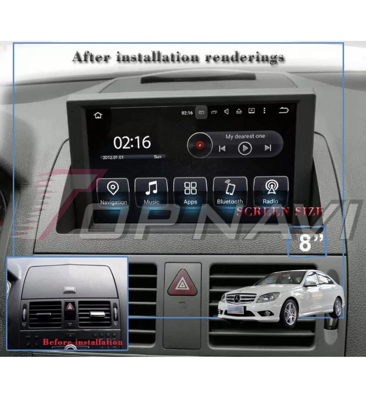 for Benz C-W204 2007-2011 Car Stereo Radio Head Unit GPS Navi 4G BT 64GB