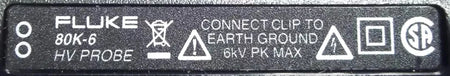 FLUKE 80K-6 HV Probe 6kV PK Max