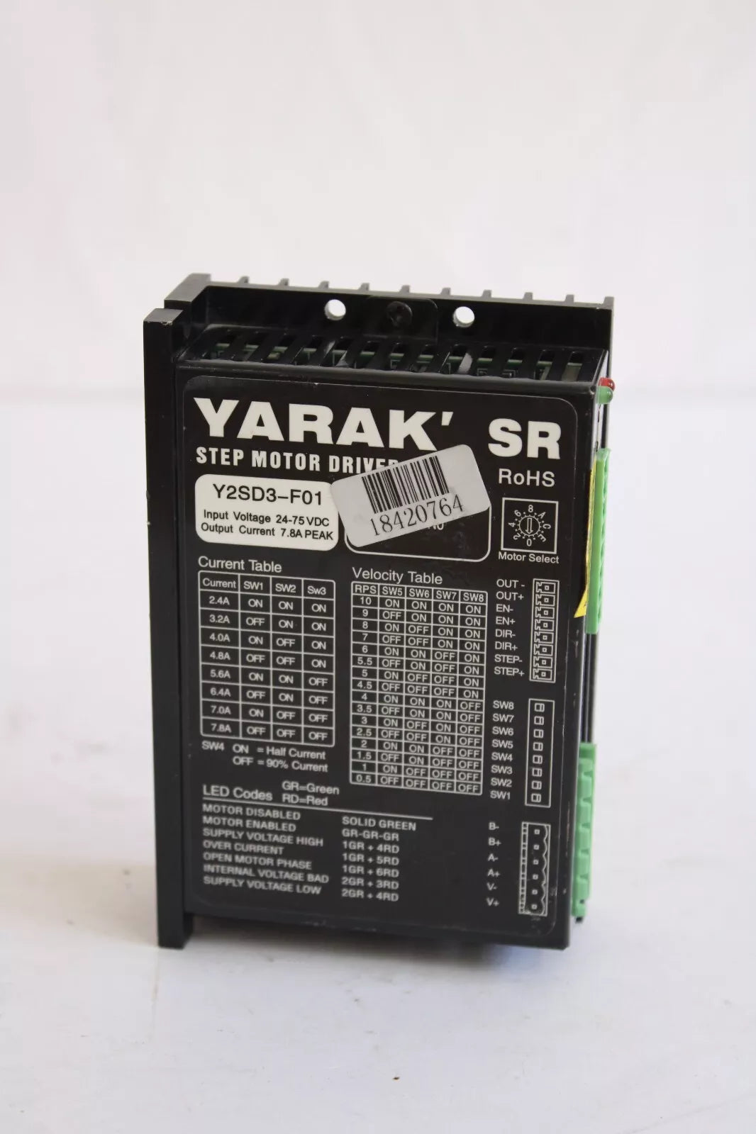 YARAK' Y2SD3-F01 Stepper Motor Drive 2 Phase 24-75VDC 7.8A Peak