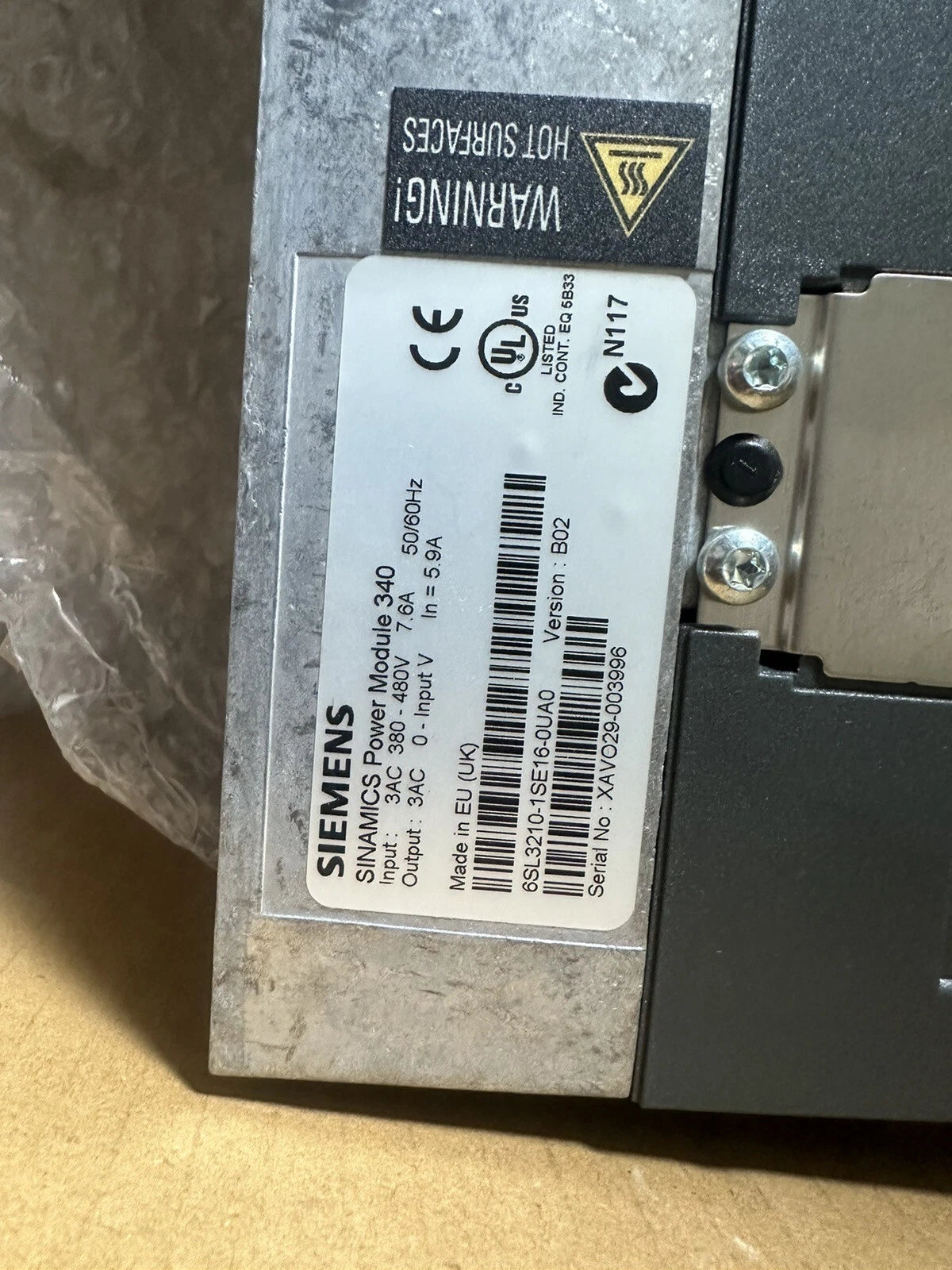 Siemens 6SL3210-1SE16-0UA0 SINAMICS S120 PM340 DHL/FEDEX Product