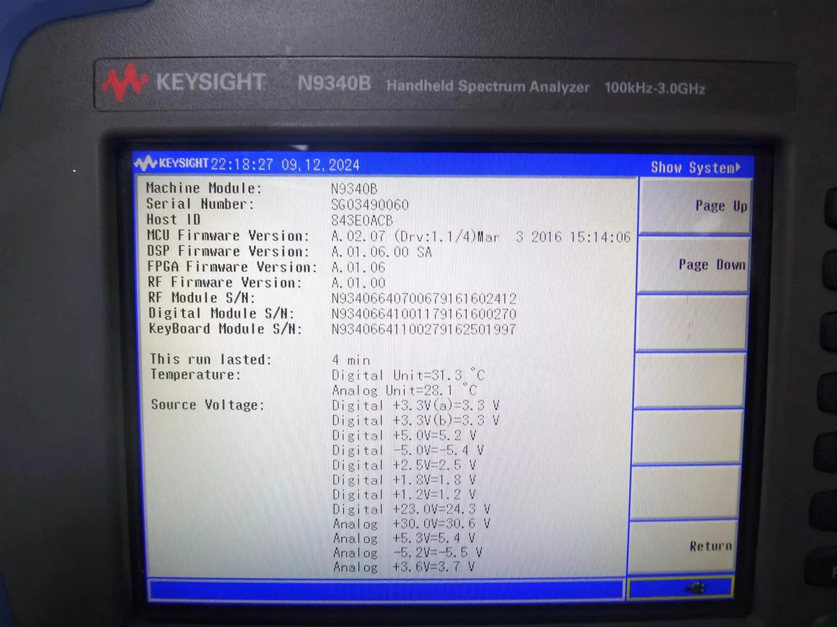 Keysight N9340B Handheld RF Spectrum Analyzer 100kHz - 3.0 GHz