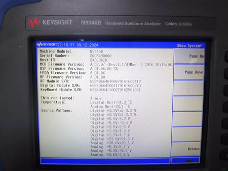 Keysight N9340B Handheld RF Spectrum Analyzer 100kHz - 3.0 GHz
