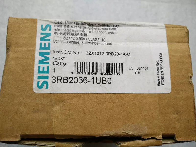 SIEMENS 3RB2036-1UB0 Thermal Relay for Electrical Overload Protection