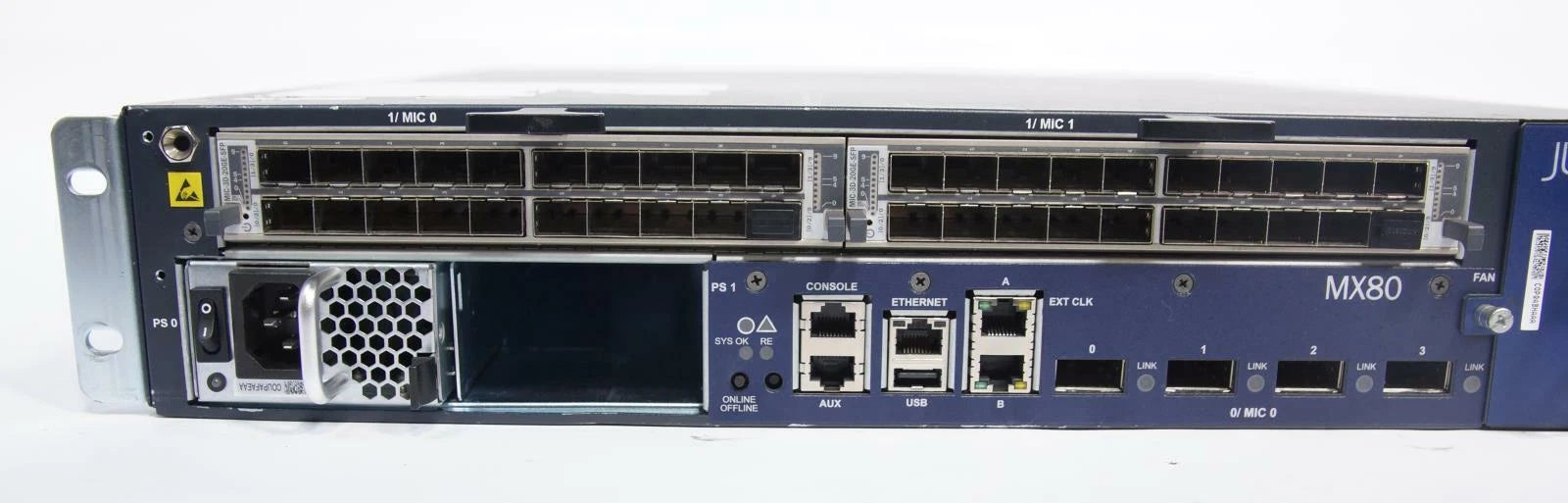 Juniper MX80-AC Router with 2x MIC-3D-20GE-SFP Modules